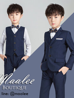พร้อมเช่า ชุดสูทเด็กชาย สีกรมท่า 2 กระดุม **พร้อมเช่าไซส์ 90,100, 110,120,130,140, 150,160 ,170**