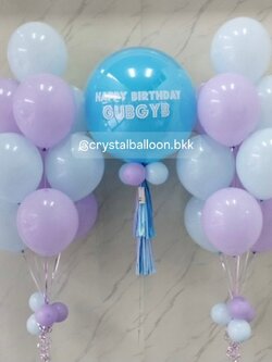 ลูกโป่ง วันเกิด ลูกโป่งยาง ขนาด 24" สีฟ้า พร้อม ช่อลูกโป่งพาสเทล สีฟ้า-ม่วง ช่อ 10 ลูก 2 ช่อ พร้อมตกแต่ง สามารถเปลี่ยนสีลูกโป่ง/เปลี่ยนข้อความ/เปลี่ยนขนาดได้