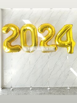 ลูกโป่ง New Year ฟอยล์ตัวเลข ขนาด 40" 4 ชิ้น พร้อมตกแต่ง สามารถเปลี่ยนสี-ฟอยล์ตัวเลขได้