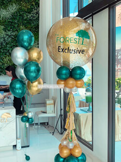เสาลูกโป่ง Grand Opening เปิดงาน Bubble ขนาด 36" Theme สีเขียว-สีทอง พร้อมตกแต่ง ช่อลูกโป่ง 7 ลูก 1 ช่อ สามารถเปลี่ยนสีลูกโป่ง/เปลี่ยนข้อความได้