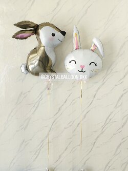 ลูกโป่งฟอยล์ตกแต่ง วันเกิดเด็ก ฟอยล์กระต่ายใหญ่ สีเทา 1 ชิ้น พร้อม ฟอยล์กระต่าย สีขาว 1 ชิ้น พร้อมตกแต่ง สามารถเปลี่ยนฟอยล์ตกแต่งได้