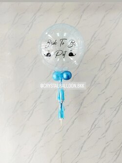 ลูกโป่ง Bride To Be Bubble ขนาด 24" กลิตเตอร์สีฟ้า 1 ลูก พร้อมตกแต่ง สามารถเปลี่ยนสีลูกโป่ง/เปลี่ยนข้อความ/เปลี่ยนขนาดได้
