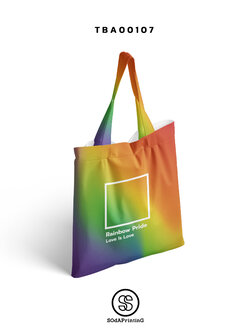 กระเป๋าผ้าแคนวาส พิมพ์ลาย Rainbow Pride "LOVE IS LOVE" TBA00107 #SOdABag #SOdAPrintinG #กระเป๋า #กระเป๋าผ้า