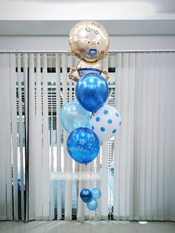 ลูกโป่ง Welcome Baby Boy Theme สีฟ้า พร้อมตกแต่ง ช่อลูกโป่ง 1 ช่อ,ฟอยล์เด็กทารกใหญ่ 1 ชิ้น