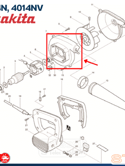 เสื้อใบพัดเครื่องเป่าลม โบวเวอร์ Makita 4014N, 4014NV [#7] P/N.159855-1 (แท้) ##