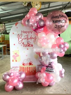 Organic Backdrop ฉาก U คว่ำ (ฉากทำสี) ขนาด กว้าง 1 เมตร สูง 180 ซม. พร้อมตกแต่ง สามารถเปลี่ยนสีลูกโป่ง/เปลี่ยนข้อความ/เปลี่ยนสี-ฉากได้