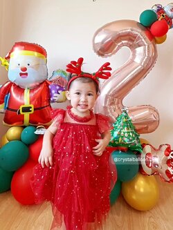 ลูกโป่ง วันเกิดเด็ก ฟอยล์ตัวเลข ขนาด 40" ตั้งฐาน 1 ชิ้น พร้อม ฟอยล์แซนต้า ตั้งฐาน 1 ชิ้น พร้อมตกแต่ง สามารถเปลี่ยนสีลูกโป่ง/เปลี่ยนสี-ฟอยล์ตัวเลข/เปลี่ยนฟอยล์ตกแต่งได้