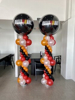 เสาลูกโป่ง เปิดงาน Bubble 36" Theme สีดำ-แดง-ส้ม พร้อมตกแต่ง สามารถเปลี่ยนสีลูกโป่ง/เปลี่ยนข้อความ/ได้