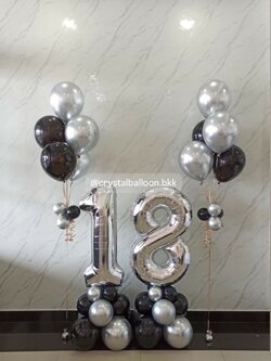 ลูกโป่งเซอร์ไพรส์ ลูกโป่งช่อ 7 ลูก 2 ช่อ, ฟอยล์ตัวเลขตั้งฐาน 40" 2 ชิ้น , พร้อมตกเเต่ง สามารถเปลี่ยนสีลูกโป่ง/เปลี่ยนข้อความ/เปลี่ยนขนาดได้