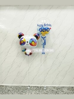 ลูกโป่ง วันเกิดเด็ก Bubble USA 24" Theme น้ำเงิน-ฟ้า พร้อม ฟอยล์ Panda Anagram 1 ชิ้น พร้อมตกแต่ง สามารถเปลี่ยนสีลูกโป่ง/เปลี่ยนข้อความ/เปลี่ยนฟอยล์ตกแต่งได้