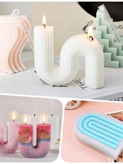 แม่พิมพ์ซิลิโคน เรขาคณิตทรงโค้ง 3D สำหรับงานเทียน สบู่