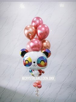 ลูกโป่ง Welcome Baby ช่อลูกโป่ง 7 ลูก พร้อม ฟอยล์ Panda 1 ชิ้น รวมช่อ,ลูกโป่งใส ใส่กลิตเตอร์ สามารถเปลี่ยนสีลูกโป่ง/เปลี่ยนข้อความ/เปลี่ยนฟอยล์ตกแต่งได้