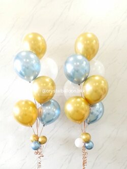 ลูกโป่ง วันเกิด ลูกโป่งช่อ 7 ลูก 2 ช่อ Theme ฟ้า - ทอง พร้อมตกเเต่ง สามารถเปลี่ยนสีลูกโป่ง/ข้อความสามารถเพิ่มได้