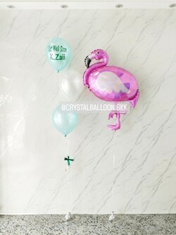 ลูกโป่ง เยี่ยมไข้ ฟอยล์ Pink Flamingos 1 ชิ้น พร้อม ช่อลูกโป่ง ช่อ 3 ลูก 1 ช่อ พร้อมตกแต่ง สามารถเปลี่ยนสีลูกโป่ง/เปลี่ยนข้อความ/เปลี่ยนฟอยล์ตกแต่งได้