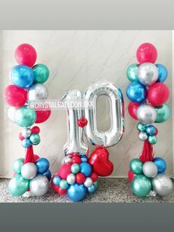 เสาลูกโป่ง เปิดงาน เสาช่อลูกโป่ง ช่อ 10 ลูก 2 เสา พร้อม ฟอยล์ตัวเลข ขนาด 40" ตั้งฐานคู่ 1 ชิ้น Theme Colorful พร้อมตกแต่ง สามารถเปลี่ยนสีลูกโป่ง/เปลี่ยนข้อความ/เปลี่ยนฟอยล์ตกแต่งได้