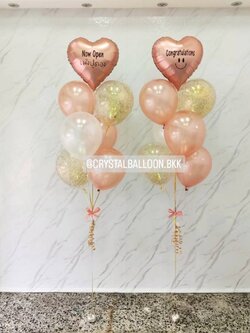 ลูกโป่ง แสดงความยินดี ช่อลูกโป่งฟอยล์หังใจ ขนาด 18" ช่อ 7 ลูก 2 ช่อ พร้อมตกแต่ง ลูกโป่งใส ใส่กลิตเตอร์ สามารถเปลี่ยนสีลูกโป่ง/เปลี่ยนข้อความ/เปลี่ยนสี-ฟอยล์ตกแต่งได้