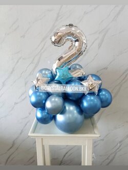 ลูกโป่ง วันเกิดเด็ก ฟอยล์ตัวเลข ขนาด 16" ตั้งฐาน 1 ชิ้น Theme น้ำเงิน พร้อมตกแต่ง สามารถเปลี่ยนสีลูกโป่ง/เปลี่ยนสี-ฟอยล์ตัวเลขได้