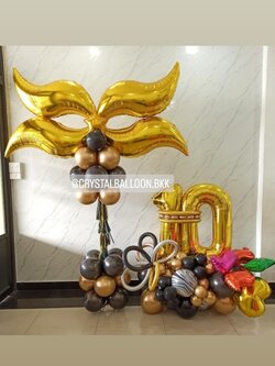 เสาลูกโป่ง เปิดงาน เสาฟอยล์หน้ากากใหญ่ 1 ชิ้น 1 เสา พร้อม ฟอยล์ตัวเลข ขนาด 40" ตั้งฐาน 2 ชิ้น พร้อม ฟอยล์หน้ากากเล็ก 1 ชิ้น พร้อมตกแต่ง สามารถเปลี่ยนสีลูกโป่ง/เปลี่ยนสี-ฟอยล์ตัวเลข/เปลี่ยนฟอยล์ตกแต่งได้