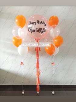ลูกโป่ง วันเกิด Bubble ขนาด 36" กลิตเตอร์สีส้ม พร้อม ช่อลูกโป่ง ช่อ 7 ลูก 2 ช่อ พร้อมตกแต่ง สามารถเปลี่ยนสีลูกโป่ง/เปลี่ยนข้อความ/เปลี่ยนขนาดได้