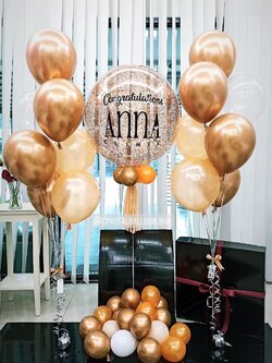 Surprise Box กล่องเซอร์ไพรส์แสดงความยินดี Bubble ขนาด 24" สีสวย เรียบหรู พร้อมตกแต่ง ช่อลูกโป่ง 2 ช่อ (ไม่รวมค่าทำกล่องดำ) สามารถเปลี่ยนสีลูกโป่ง/ข้อความได้