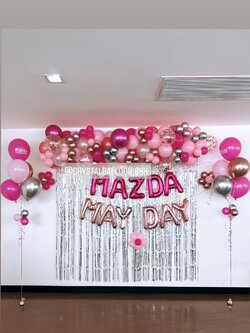 Organic Backdrop เปิดงาน Theme ชมพู พร้อม ม่านฟอยล์ 2 ชิ้น,ฟอยล์ตัวอักษร 11 ตัวอักษร พร้อมตกแต่ง ช่อลูกโป่ง 5 ลูก 2 ช่อ สามารถเปลี่ยนสีลูกโป่ง/เปลี่ยนสี-ฟอยล์ตัวอักษร/เปลี่ยนสี-ม่านฟอยล์ได้