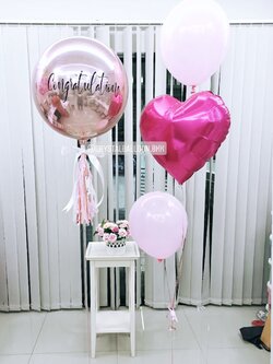 ลูกโป่ง แสดงความยินดี ฟอยล์กลม USA ขนาด 18" สีโรสโกล พร้อม ลูกโป่ง 2 ลูก,ฟอยล์หัวใจ ขนาด 18" 1 ชิ้น พร้อมตกเเต่ง สามารถเปลี่ยนสีลูกโป่ง/เปลี่ยนข้อความได้