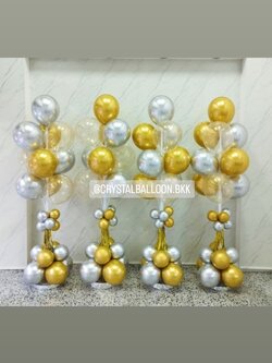 เสาช่อลูกโป่ง แบบลม ลอยนาน ช่อละ 10 ลูก 4 เสา พร้อมตกแต่ง สามารถเปลี่ยนสีลูกโป่งได้