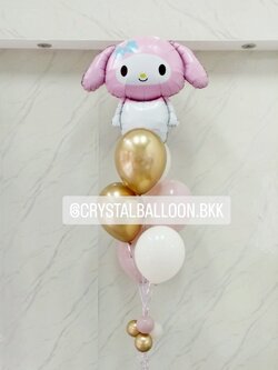 ลูกโป่งวันเกิดเด็ก ฟอยล์Sario 1 ชิ้นพร้อม ลูกโป่ง 6 ลูก พร้อมตกแต่ง ฟอยล์สามารถเปลี่ยนสีได้/ลูกโป่งสามารถเปลี่ยนสีได้