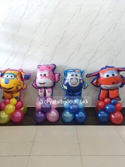 ลูกโป่งฟอยล์โรโบคาร์ โพลิตั้งฐาน 4 ชิ้น , พร้อมตกแต่ง สามารถเปลี่ยนฟอยล์ตกแต่งได้