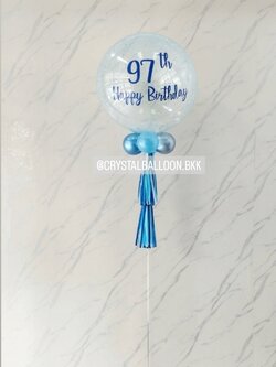 ลูกโป่ง วันเกิด Bubble ขนาด 24" กลิตเตอร์สีฟ้า 1 ลูก พร้อมตกแต่ง สามารถเปลี่ยนสีลูกโป่ง/เปลี่ยนข้อความ/เปลี่ยนขนาดได้