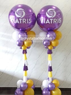 เสาลูกโป่ง เปิดงาน Bubble ขนาด 36" กลิตเตอร์สีม่วง 2 เสา พร้อมตกแต่ง สามารถเปลี่ยนสีลูกโป่ง/เปลี่ยนข้อความได้