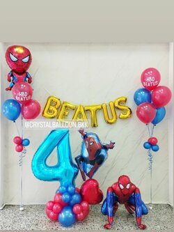 ลูกโป่ง วันเกิดเด็ก ช่อลูกโป่งฟอยล์ Spider Man ช่อ 5 ลูก 1 ช่อ พร้อม ฟอยล์ตัวเลข 40" ตั้งฐานคู่ 1 ชิ้น,ฟอยล์ Spider Man 4D 1 ชิ้น,ช่อลูกโป่ง ช่อ 5 ลูก 1 ช่อ,ฟอยล์ตัวอักษร 16" 6 ตัวอักษร พร้อมตกแต่ง สามารถเปลี่ยนสีลูกโป่ง/เปลี่ยนข้อความได้