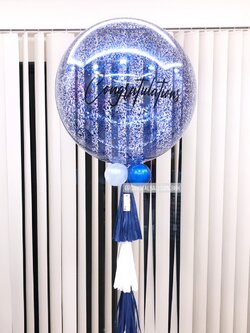 ลูกโป่ง แสดงความยินดี ในโอกาสพิเศษ Bubble ขนาด 36" สีน้ำเงิน พร้อมตกแต่ง สามารถเปลี่ยนสีลูกโป่ง/เปลี่ยนข้อความได้