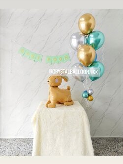 ลูกโป่ง Welcome Baby ช่อลูกโป่งสีโครเมี่ยม ช่อ 7 ลูก 1 ช่อ พร้อม ป้ายธง 8 ตัวอักษร พร้อมตกแต่ง ฟอยล์กระต่าย ตั้งพื้น 1 ชิ้น สามารถเปลี่ยนสีลูกโป่ง/เปลี่ยนข้อความ/เปลี่ยนสี-ฟอยล์ตกแต่งได้