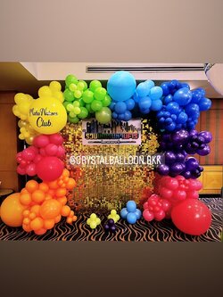 Organic Backdrop เปิดงาน ฉากวิบวับสีทอง Theme Colorful พร้อมตกแต่ง สามารถเปลี่ยนสีลูกโป่ง/เปลี่ยนข้อความได้