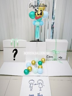 ลูกโป่ง แสดงความยินดี Surprise Box Bubble USA ขนาด 24" พร้อมตกแต่ง สามารถใส่รูปได้ 4 ใบ สามารถเปลี่ยนสีลูกโป่ง/เปลี่ยนข้คอวามได้