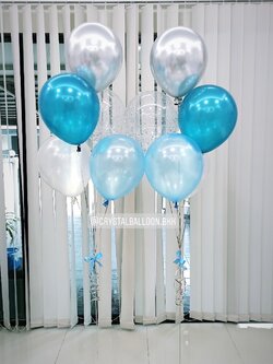 ลูกโป่ง แสดงความยินดี ในโอกาสพิเศษ 2 ช่อ โทนสีฟ้า พร้อมตกแต่ง สามารถเปลี่ยนสีลูกโป่งได้