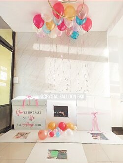 Happy Birthday Surprised Jumbo Box 36" กล่องเซอร์ไพรส์วันเกิด ลูกโป่งลอยฝ้า 20 ลูก พร้อมตกแต่ง สามารถใส่รูปได้ 4 ใบ สามารถเปลี่ยนสีลูกโป่ง/เปลี่ยนข้อความได้