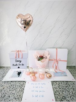 Bride To Be Surprise Box ลูกโป่งฟอยล์หัวใจ ขนาด 18" สีโรสโกลด์ 1 ชิ้น พร้อม ลูกโป่งดอกกุหลาบประดิษฐ์ 1 ดอก สามารถใส่เงินได้,สามารถใส่รูปได้ 2 ใบ สามารถเปลี่ยนสีลูกโป่ง/เปลี่ยนข้อความได้