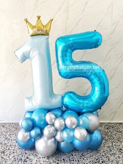 ลูกโป่ง วันเกิดเด็ก ฟอยล์ตัวเลข ขนาด 40" ตั้งฐาน 2 ชิ้น พร้อมตกแต่ง สามารถเปลี่ยนสีลูกโป่ง/เปลี่ยนสี-ฟอยล์ตัวเลขได้