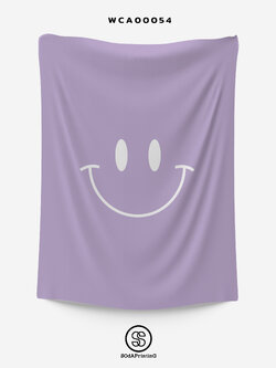 ผ้าติดผนัง ผ้าแขวนผนัง ผ้าตกแต่ง Smiley สีม่วง WCA00054 #SOdAhome #WallCloth