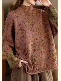 เสื้อไหมพรมคอเต่าลาดอกไม้