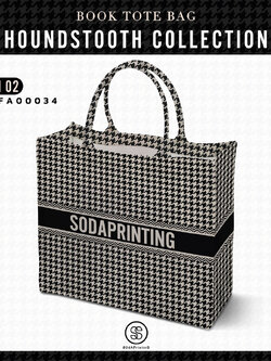 กระเป๋า Book Tote Bag HOUNDSTOOTH COLLECTION รหัส TFA00034 #ใส่ชื่อได้ #SOdAbag #SOdAPrintinG