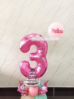 ลูกโป่ง วันเกิดเด็ก ฟอยล์ตัวเลข ขนาด 40" ตั้งฐาน 1 ชิ้น พร้อม ลูกโป่ง ตั้งเดี่ยว 1 ลูก พร้อมตกแต่ง สามารถเปลี่ยนสีลูกโป่ง/เปลี่ยนข้อความ/เปลี่ยนสี-ฟอยล์ตัวเลขได้