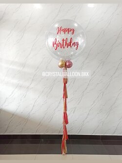 ลูกโป่ง วันเกิด Bubble ขนาด 36" กลิตเตอร์สีเงิน พร้อมตกแต่ง สามารถเปลี่ยนสีลูกโป่ง/เปลี่ยนข้อความ/เปลี่ยนขนาดได้
