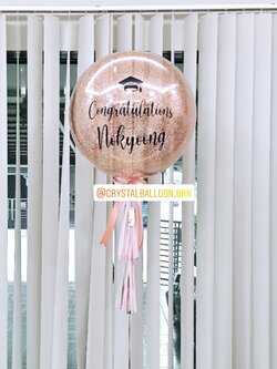 ลูกโป่ง รับปริญญา Bubble ขนาด 24" สีโรสโกล พร้อมตกแต่ง สามารถเปลี่ยนสีลูกโป่ง/เปลี่ยนข้อความ/เปลี่ยนขนาดได้