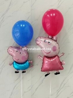 ลูกโป่งฟอยล์ วันเกิดเด็ก ฟอยล์ Peppa Pig เป่าลอยตั้งฐาน 1 ชิ้น ฟอยล์ George Pig เป่าลอยตั้งฐาน 1 ชิ้น พร้อมตกแต่ง สามารถเปลี่ยนสีลูกโป่ง/เปลี่ยนฟอยล์ตกแต่งได้