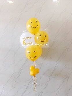 ลูกโป่งวันเกิด ช่อลูกโป่ง หน้ายิ้ม 5 ลูก 1 ช่อ พร้อมตกแต่ง สามารถเปลี่ยนสีลูกโป่ง/เปลี่ยนข้อความได้
