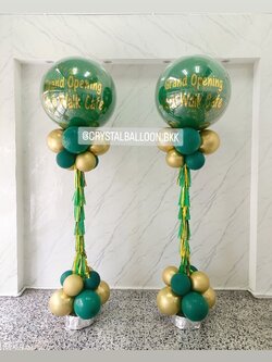 เสาลูกโป่ง เปิดร้าน ลูกโป่งยาง ขนาด 36" สีเขียว พร้อม ใส่กลิตเตอร์ 2 เสา พร้อมตกแต่ง สามารถเปลี่ยนสีลูกโป่ง/เปลี่ยนข้อความได้