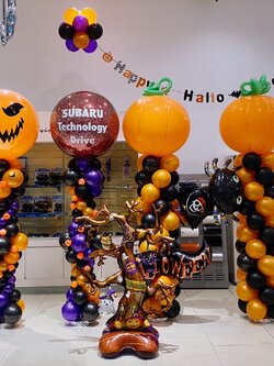 เสาลูกโป่ง เปิดงาน Theme Halloween 4 เสา พร้อมตกแต่ง ต้นไม้ (ราคาไม่รวมลูกโป่ง/ป้ายธงด้านบน) สามารถเปลี่ยนสีลูกโป่ง/เปลี่ยนข้อความ/เปลี่ยนฟอยล์ตกแต่งได้